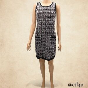 Eva Mendes Black Red Tweed Knit Mini Shift Dress Mod Academia Preppy XS Metallic